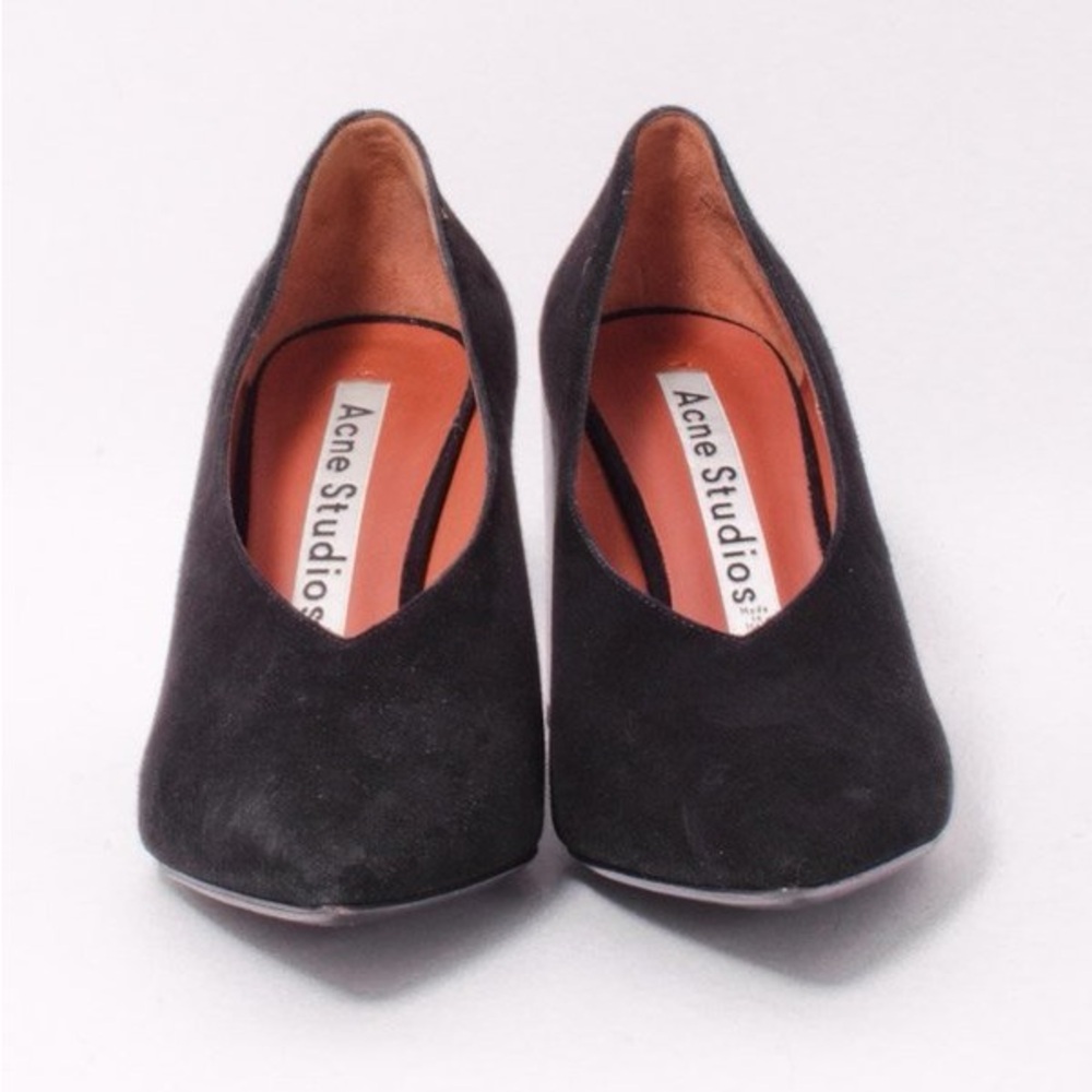 Acne Black ALVARA Suede Block Heels - Picture 4 of 5